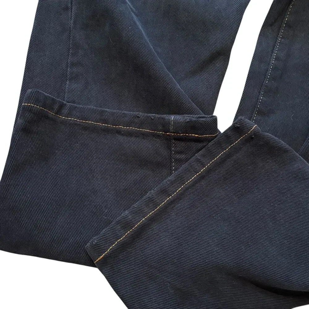 Vintage Banana Republic Black Straight Jeans Contrast Stitch Button Fly 29x32